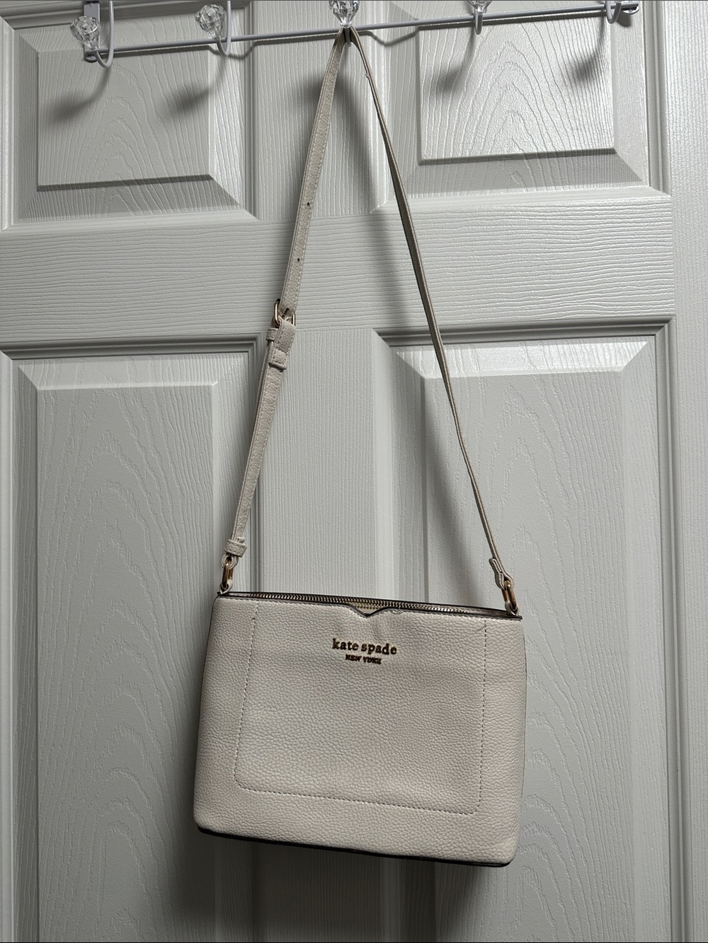 kate spade Cream Pebbled Leather Crossbody with Gold Hardware